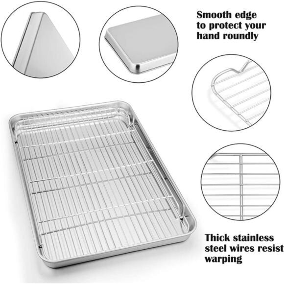 P&P CHEF Extra Large Baking Sheet and Cooking Rack Set, Stainless Steel Cookie - Picture 4 of 8